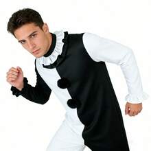 一套男士角色扮演服装，小丑造型，灵感来自美国电影，不含面具 - 黑與白 - 查看 7