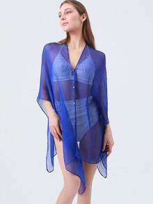1 chiếc khăn choàng mỏng màu trơn tối giản dành cho nữ, khăn voan mềm mại thời trang cho mùa xuân/hè, phụ kiện đa năng nhẹ, thoáng khí, có thể mặc hai chiều, thích hợp làm khăn che nắng khi đi biển. - Nhiều màu - Xem 3