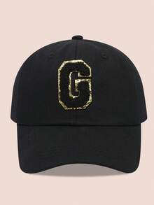 1 buah Topi Baseball Anak-Anak dengan Huruf Hitam, Topi Pelindung Matahari untuk Anak Laki-Laki dan Perempuan, Cocok untuk Aktivitas Luar Ruangan dan Penggunaan Sehari-hari - Label hitam dan emas - topi baseball kain hitam - View 29