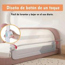 Barandillas de cama regulables para camas infantiles, 1,8 metros, color gris, estampado . - Negro - Ver 2