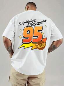 Disney A Men'S T-Shirt From The Cars Theme Series, Featuring A Casual Short-Sleeve Design With A Round Neck. It'S Comfortable, Breathable, And Lightweight - trắng - Xem 3