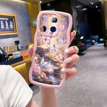 1pc Wavy Butterfly Camera Protection Shockproof Phone Case, UV Printed Suitable For Galaxy/////MOTO/ Android Models - Pink - View 2