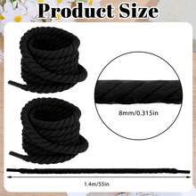 1pair Fashion Wide Round Chunky Rope Shoe Laces Replacement Strings For Casual Sneakers - 1雙黑色 - 查看 5
