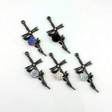 1件十字架钉玫瑰吊坠耳环项链配饰，节日礼物 - 銀色十字架 - 查看 1