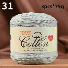 3-Pack Premium 100% Cotton Yarn, Soft & Cozy, Suitable For Handmade Sweaters, Scarves, Hats, Jackets, Vests, Shawls, Cushions, Etc. 3 Skeins X 75g = 225g - 75g Cotton - View 35