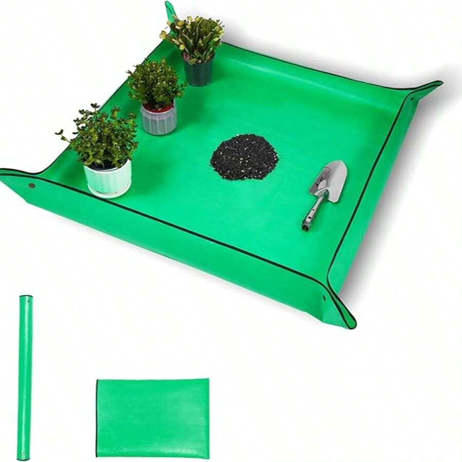 39.5" X 39.5" Foldable Gardening Mat, Plant Repelling Mat, Gardening Kneeling Mat, Waterproof Thickened PE Mat, Stain Resistant, Indoor Plant Repotting Mat, Waterproof Succulent Potting Mat, Foldable Reusable Soil Changing Mat Gardening Grow Mat - Gift For Plant Lovers, Picnic Mat, Table Mat - A - View 1