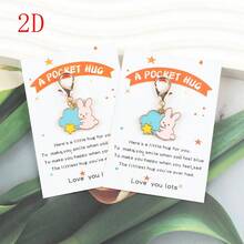 2pcs/4pcs New Cute Rabbit Keychain, Unisex Car Key Chain Pendant, Comes With Inspirational Hug Card - Fashionable Bag Charm, Suitable For Birthday, Wedding, Anniversary Gifts - Multicolor - View 1