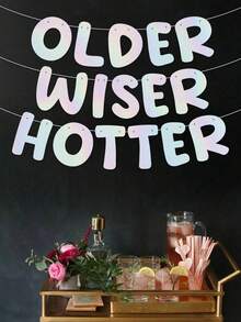3件套“更成熟、更睿智、更火辣”DIY闪光三角旗花环，成人趣味生日横幅，适合女性30岁、40岁、50岁、60岁、70岁、80岁生日派对装饰，生日标牌，生日礼物，圣诞节 - 彩色 - 查看 11