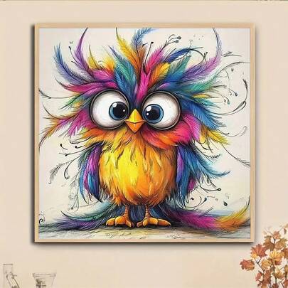 1 st 5D diamantmålningssats, fluffigt fågelmönster, lämplig för vuxna nybörjare DIY mosaik diamantkonst, full borrning handgjord DIY diamantmålning för vardagsrum, sovrum, kontorsväggdekor, överraskningskonst heminredning present till familj och vänner, ramlös [30*30cm/11.8*11.8in] [40*40cm/15.7*15.7in]