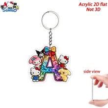 2D打印圣诞字母卡通钥匙扣，A-Z字母主题亚克力钥匙扣，包包挂件，背包和钱包挂饰，汽车钥匙扣，卡通挂件，女士钥匙扣，钥匙链 - 彩色 - 查看 2