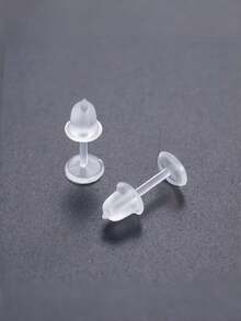 透明隐形塑料睡眠耳塞，无需摘取，防堵塞耳洞，耳钉，耳软骨耳环 - 彩色 - 查看 4