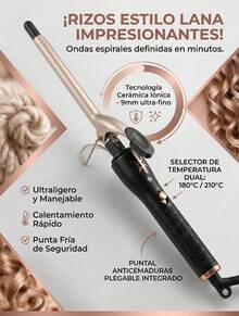 Rizador de Cabello Profesional 9mm Ultra Delgado para Rizos Definidos Tipo Afro, Teddy, Hippie y Espiral Compacta, Tenaza para Cabello con Tubo Fino para Volumen Intenso y Estilo Vintage, Plancha Rizadora con Recubrimiento Cerámico y Turmalina para Brillo Natural, Tecnología PTC de Calentamiento en 30s con Temperatura Estable 180°C y 210°C para Cabello Fino, Normal o Grueso, Tenaza para Peinar con Cable Giratorio 360° y Punta Fría para Manejo Cómodo, Herramienta de Estilizado para Mujer y Hombre Ideal para Fleco, Patillas y Cabello Corto, Rizador Profesional para Crear Rizos Pequeños, Ondas Retro y Textura Abundante, Ideal para Cabello Lacio que Busca Apariencia de Cabellera Abundante, Estilizador de Cabello con Diseño Ergonómico para Uso Diario en Casa o Salón, Rizador Compacto para Estilo Afro, Rizos Definidos y Peinado con Volumen Visible y Duradero - Tipo de Enchufe A USA (110-127V) - Ver 11