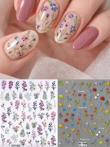 2 Stück Blumen Nail Art Aufkleber, Frühlings Blumen Nail Decals geeignet für Frauen - Verschiedenfarbig - Übersicht 5