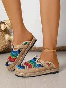 复古刺绣平底休闲鞋 - 彩色 - 查看 3