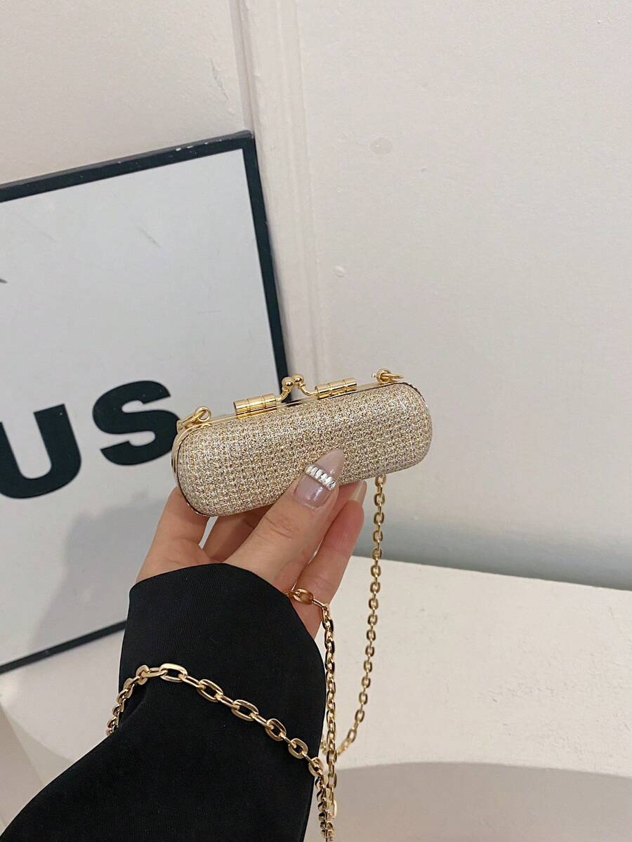 2025 New Mini Personalized Lipstick Shaped Crossbody Bag For Women, Fashionable Chain Strap Shoulder Bag - Gold - View 1
