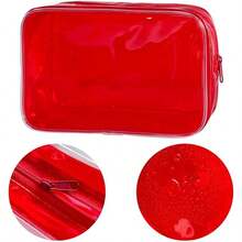 Neon Pouch Small, Makeup Bag, 7"X2.3"X4.7" Size TSA Approved Toiletry Bag, Clear Travel Bags For Toiletries, Clear Cosmetic Bag For Women And Men Small (Transparent (Black Bone)) - 粉紅色的 - 查看 3