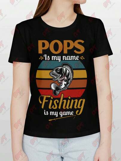 Funny Fishing Pops T-Shirt Angler Dad Daddy Gift Fisherman Fathers Day