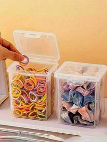 1pc/2pcs Cotton Swab Storage Box, Cotton Swab Holder, Makeup Remover Pad Pad Transparent Plastic Box With Flip Cover - Clear - View 2