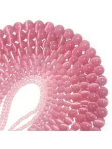 1pc Pink Cat Eye Stone Beads, DIY Jewelry Making Supplies For Necklace, Bracelet - Pink PK - View 3