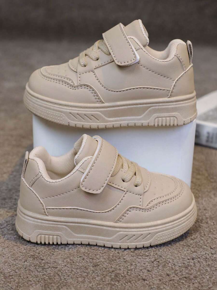 1 Pair Kids' Soft Sole Non-Slip Casual Fashion Solid Color Sports Shoes, Comfortable Versatile Minimalist Running Sneakers, Suitable For All Seasons - White - View 1