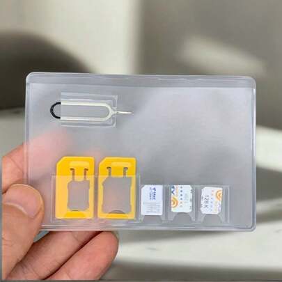 3pcs Mobile Phone SIM Card Storage Pouch - ID Card Holder - SIM Card Ejector Pin Storage - Made Of Plastic Material - SIM Card Protector, Travel Accessory, Memory Card Organizer