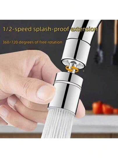 1pc Rotating Metal Faucet Extender (Aerator) - Anti-Rust Durable Design, (Free Rotation & Bubble Release) 1/2 Water Flow Modes Selectable, Soft Water Flow, Anti-Splash, Polished Electroplated Exterior, Pressure-Boosting Anti-Splash Design, Easy Installation, Bathroom Faucet | Fashionable Metal Appearance | High-Quality Construction