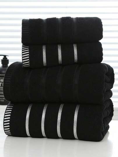 竹纤维毛巾套装（1条/2条/4条） - 轻盈柔软，超强吸水浴巾和手巾【薄款】，速干，亲肤，耐用，现代浴室配件，馈赠亲友的完美之选（40x75厘米和70x140厘米）