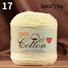 3-Pack Premium 100% Cotton Yarn, Soft & Cozy, Suitable For Handmade Sweaters, Scarves, Hats, Jackets, Vests, Shawls, Cushions, Etc. 3 Skeins X 75g = 225g - 75g Cotton - View 22