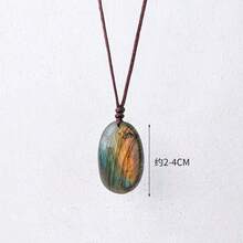 1pc Natural Stone Crystal Labradorite Pendant Necklace, Amethyst Crystal Wrapped Wire Pendant Necklace With High-Quality Leather Cord, Asymmetric Black Tourmaline Pendant Necklace, Suitable For Daily Wear, Gift For Men And Women - Crystal Pendant - View 7