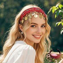 1 chiếc băng đô cài tóc cho trang phục múa bụng bé gái, băng đô đính sequin, vương miện cài tóc, thích hợp cho các bữa tiệc ngày lễ, hộp đêm, trang phục đi biển, phụ kiện phong cách boho cổ điển. - Nhiều màu - Xem 3