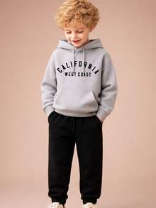 Children's Printed Sweatshirt Set, Blouse And Flannel Trousers - 灰色 - 查看 2