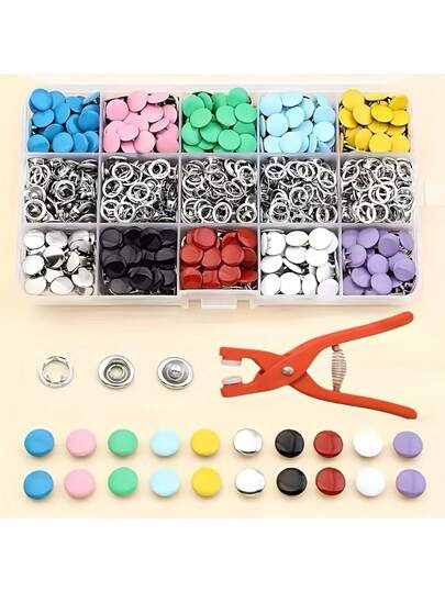 211-Piece Snap Button Set With Plastic Pliers - Stainless Steel DIY Crafts, Clothing, Hats & Bags - Multiple Color Options Available, Vibrant Snap Buttons, Metal Snap Buttons, Craft Supplies, Includes Pliers, Manual Press Pliers, Stainless Steel. Suitable For DIY Crafts, Clothing, Hats & Bags Sewing. Beginners And Professionals.