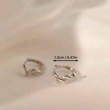 925纯银法式极简主义绳结圆环耳环，优雅绳结耳环 - 彩色 - 查看 7