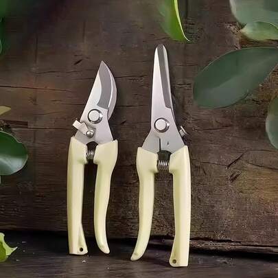 1 chiếc kéo làm vườn thiết kế tiện dụng, thích hợp để tỉa cành cây, hoa, quả, đa năng, tiết kiệm sức động, thoải mái khi sử dụng, lưỡi thẳng và lưỡi cong.