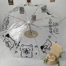 1pc Automatic Transparent PVC Banana Dog Pattern Umbrella, Waterproof And Windproof, Nature Style, Cute And Fresh, Suitable For Female College Students - Line Kitten - View 13