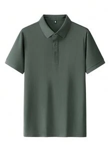 Áo thun nam, áo polo công sở nhẹ, áo polo tay ngắn thoáng khí phong cách công sở thời trang. - Màu xanh lá cây đậm - Xem 2