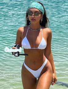 String Bikini Tops For Women Bathing Suit Swim Tops Sexy Triangle Bikini Top Black - #02 Bright White - View 2