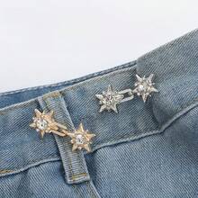 Bộ 5 chiếc đai nịt eo hình ngôi sao không cần khoan, bộ khóa điều chỉnh eo quần jeans, cúc denim dự phòng, khóa điều chỉnh dây đeo eo, phụ kiện thời trang dành cho nữ. - Nhiều màu - Xem 3