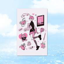 6 Peças Adesivos de Grafite Fofo de Menina Cartoon Domi - Adesivos Decorativos DIY para Planejador, Adequados para Scrapbooks, Diários e Artesanato, Apresentando Personagens Fofos de Menina Cartoon, Adesivos Decorativos Autoadesivos, Adesivos Decorativos para Scrapbook, Adesivos de Grafite Estilo Fofo, Adesivos Decorativos DIY para Planejador, Adesivos Decorativos DIY, Adesivos Decorativos Autoadesivos, Scrapbooks DIY de Formato Assimétrico, Diários, Capas de Telefone, Decoração de Laptop - Adesivos fofos de menina de desenho animado - Visão 3