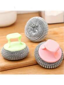 4/10pcs Removable Steel Wool Cleaning Brush, Non-Shedding, Non-Scratch, Grease-Resistant Kitchen And Bathroom Cleaning Brush, Suitable For Cleaning Pots, Pans, Dishes - Multicolor - View 1