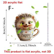 1pc Cartoon Animal Acrylic Pendant, Suitable For Car Rearview Mirror Decoration, Keychain, Backpack Accessory, Gift, 2D - Multicolor-gold Thread - View 13