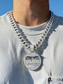 两件套男士镀金“最后的晚餐”吊坠项链，耶稣与门徒，镶嵌立方氧化锆，嘻哈风格首饰，独特礼品之选 - 最後的晚餐吊墜項鍊 - 查看 7