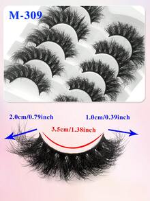 5 pares de pestañas postizas dramáticas y esponjosas ENCHUW, pestañas falsas de visón sintético largas, gruesas y voluminosas, pestañas postizas reutilizables para maquillaje - Negro - Ver 2