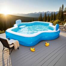 Inflatable Square Outdoor Swimming Pool For Family Use, With 2 Seats, Quick-Opening And Easy To Use, Scratch-Resistant And Durable, Suitable For Outdoor Activities Such As Patio Parties And Swimming Pools. - Hồ bơi được nâng cấp với lớp gia cố dày hơn. - Xem 5