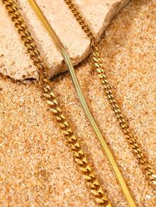 Aomogo Elegant Stainless Steel Gold Chain Anklet Jewelry For Women - Gold 2 - View 3