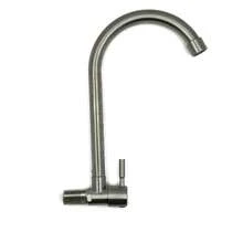 Rotatable Nozzle Wall-Mounted Faucet, Stainless Steel Single Cold Water Tap, Suitable For Kitchen Sink And Balcony Laundry Pool - Silver - View 8