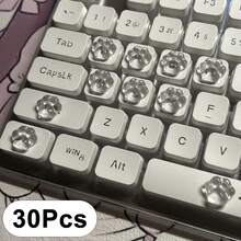 30Pcs DIY Keyboard Stickers, Crystal Key Heighteners For Computer Keys, Cute Minimalist Cat Paw Nail Art Typing Aid With Transparent Spacers To Protect Manicure From Damage. - View 12