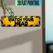 1件2D平面 - 黄黑二维铁艺标志，带警告条纹和字母，适用于酒吧、客厅、餐厅、酒店，以及2025年万圣节和圣诞节庆祝活动。 - 多色 - 查看 6