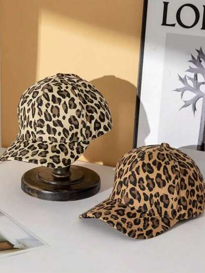 Retro American Leopard Print Snapback Hat, Wide Brim To Flatter Face, Streetwear Unique Personalized Fashion Baseball Cap