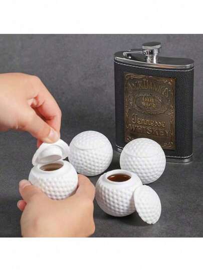 1/3/6 Pack Golf Ball Shot Glasses With Lids, Funny Sports Themed Gifts For Men, Reusable, Break Resistant, Each Holds 1.5 Ounces, Ideal For Travel And Holidays, Suitable For Golf Enthusiasts, Suitable For Camping